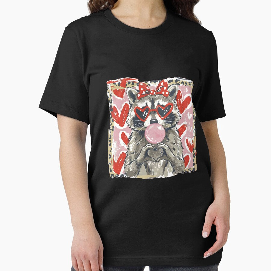 Vintage Leopard Funny Valentine Raccoon Lover Heart XOXO by mjohnson9