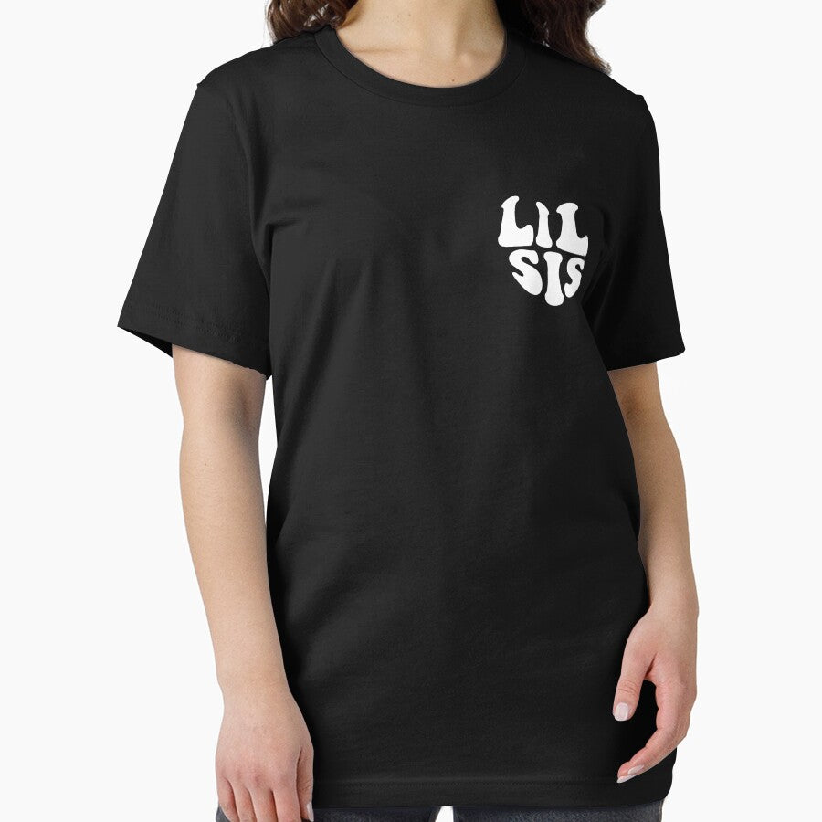 Lil Sis White Heart Wavy Typography by WAMTEES