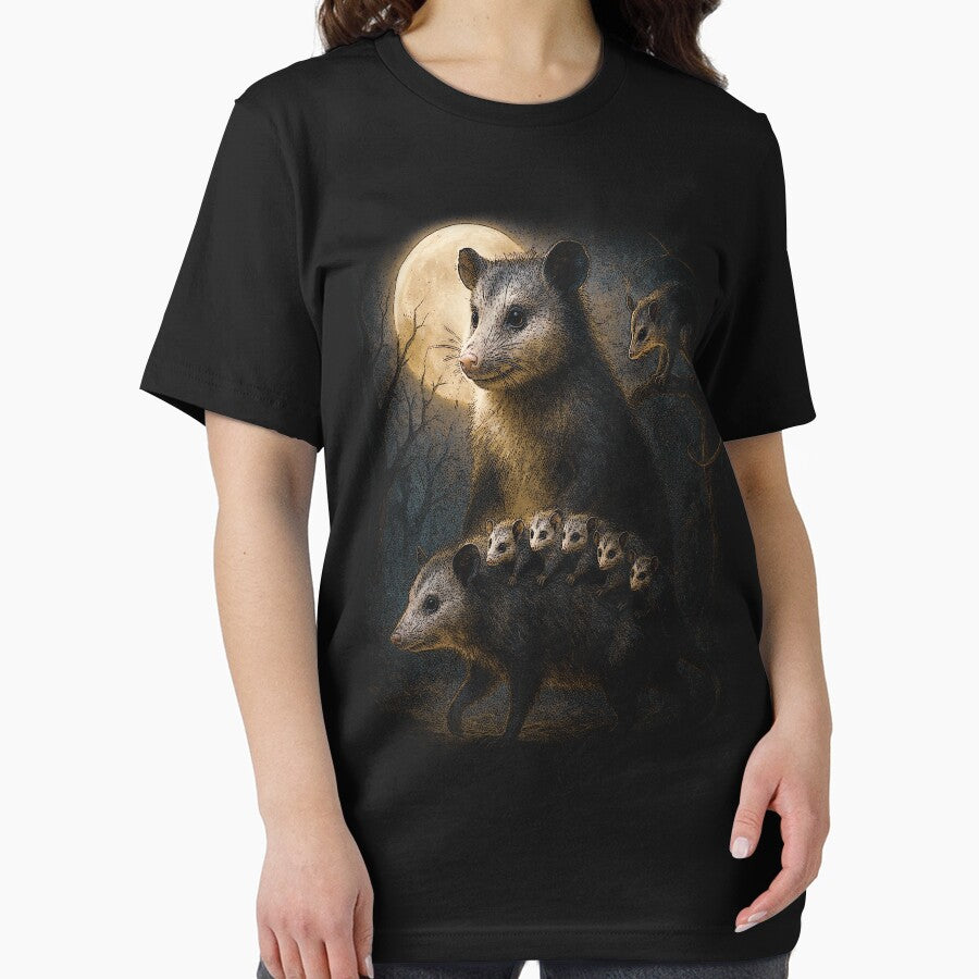 Vintage 90s Opossum T-Shirt, Retro Wildlife Graphic Tee, Baby Possum Nature Animal Moon Shirt, Cute Gift Unisex Y2k Forest Aesthetic by Rosqzz