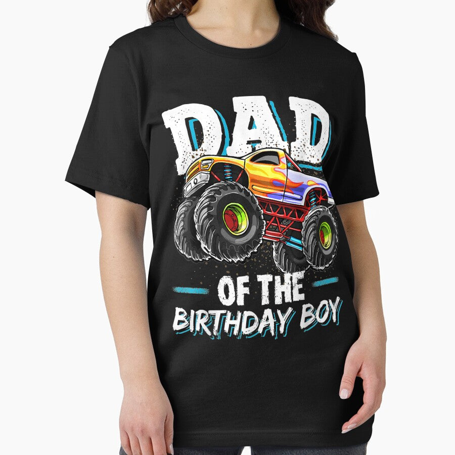 Mens Dad Of The Birthday Boy Monster Truck Birthday Novelty Gift by HillyArts