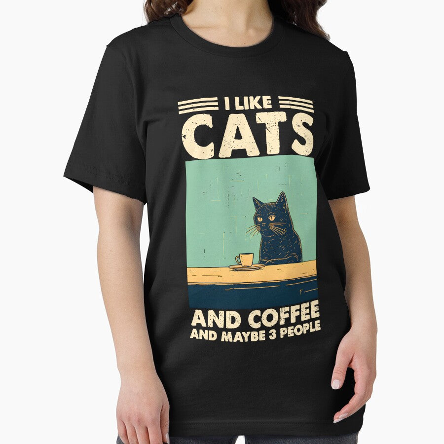 Vintage Cat Coffee and People Tee by LarryMBrown