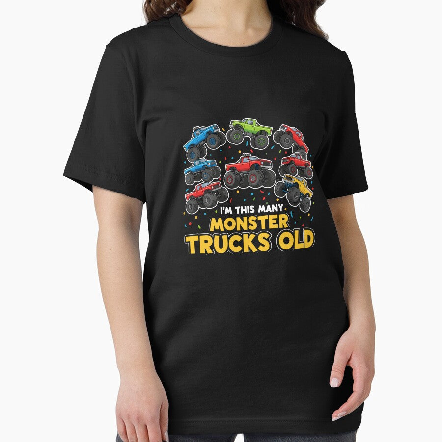 I'm This Many Monster Trucks Old Birthday Monster Truck Fan Child by PopStars1993