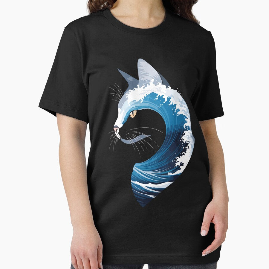 Cat Wave Art for Ocean Lovers and Cat Enthusiasts by Oualid Art