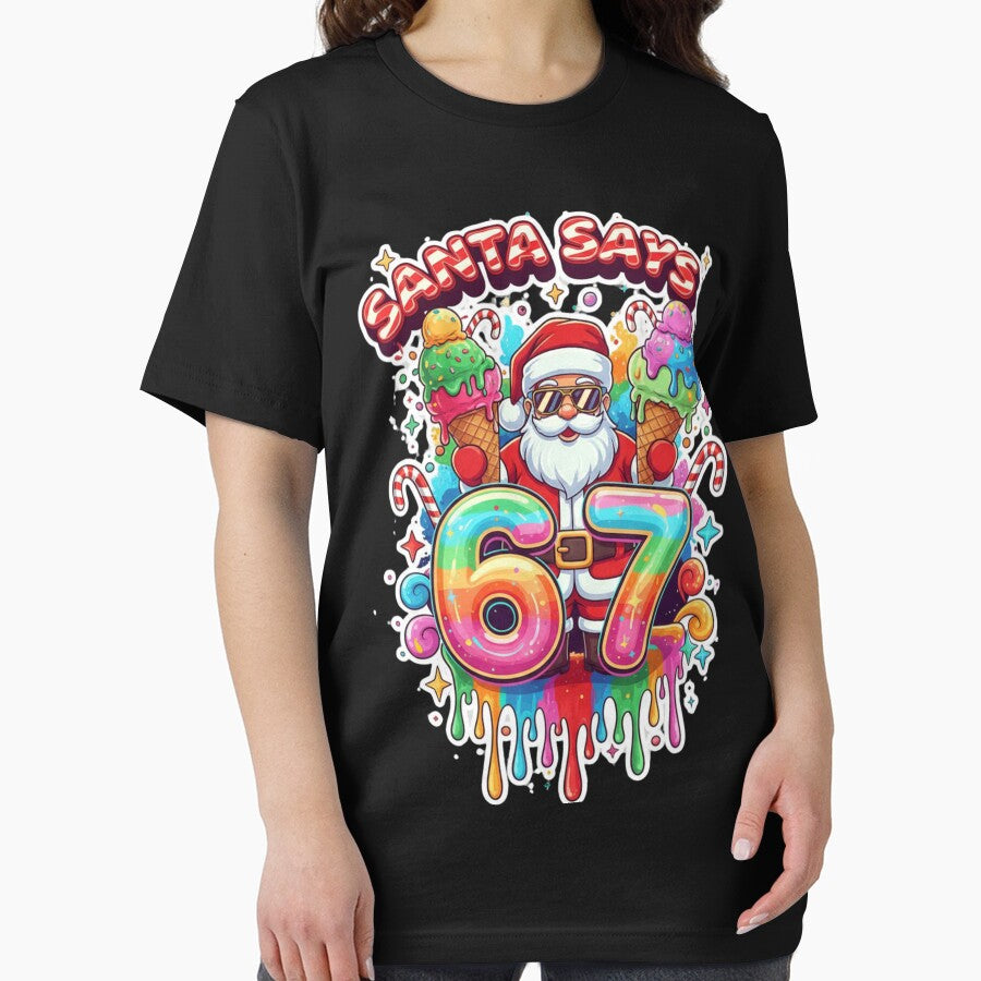 Santa Says 6 7 Ice Cream Drip Christmas Shirt - Trendy Holiday Sticker 2025 by GeniePixel