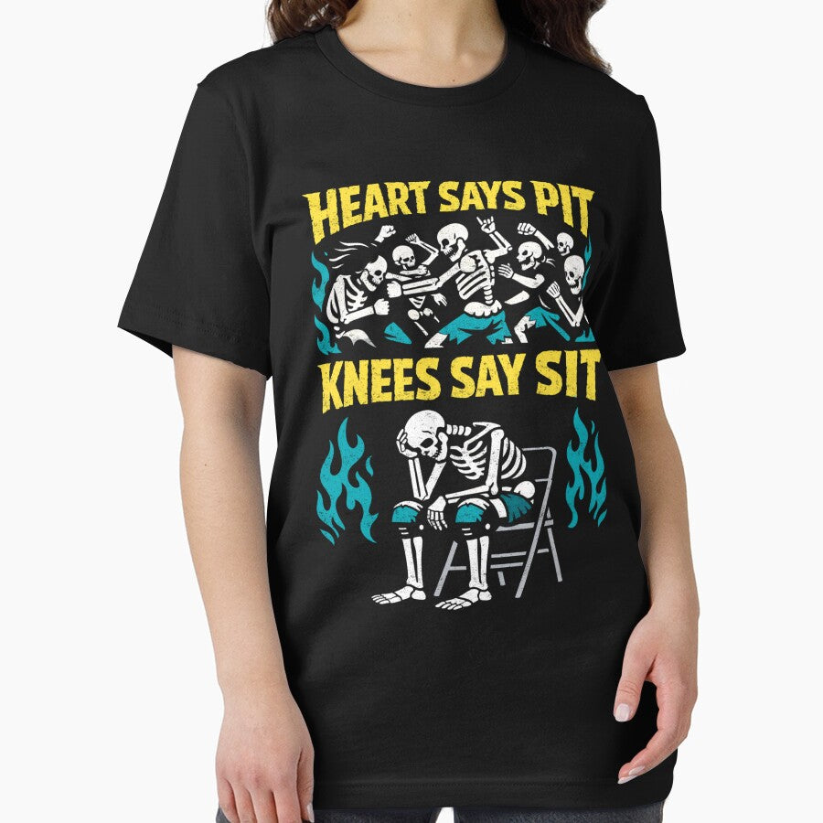 Heart Says Pit Knees Say Sit Humor by FreshVibe Prints