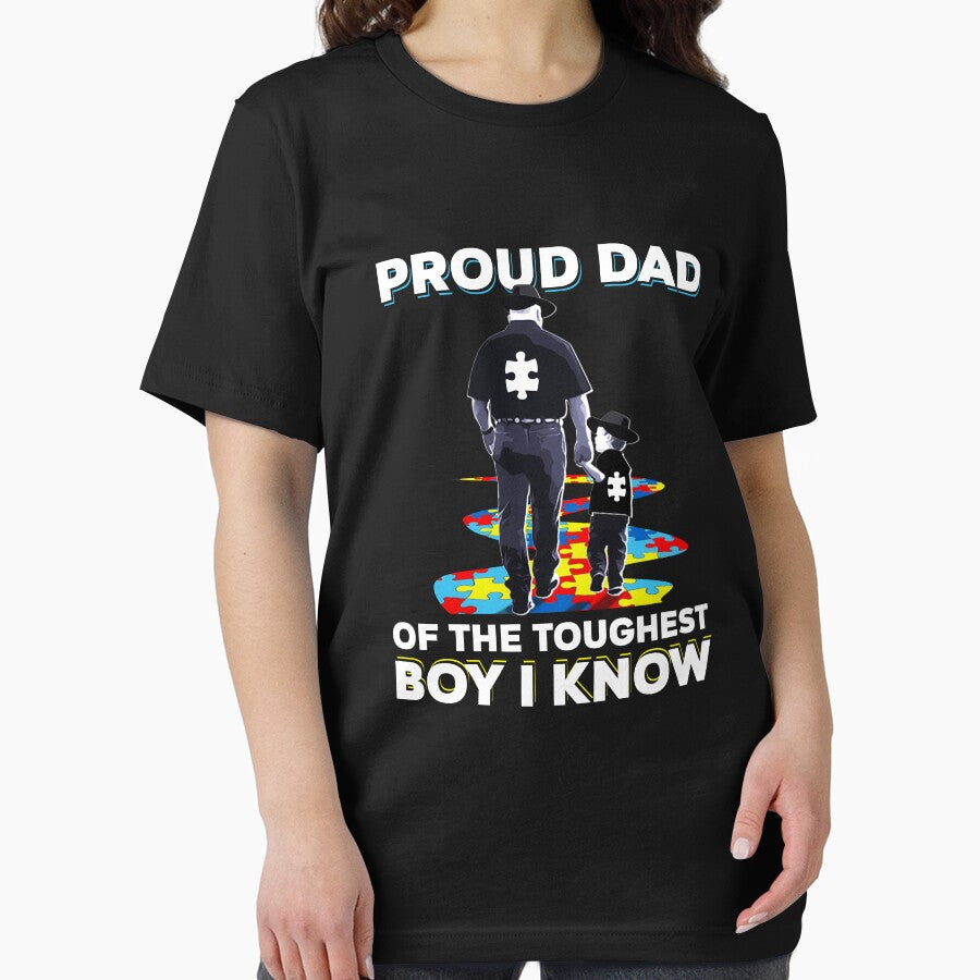 Autism Proud Dad of the Toughest Boy I know Fathers Day with Puzzle Autistic Walking Path by Dolphin Graphic