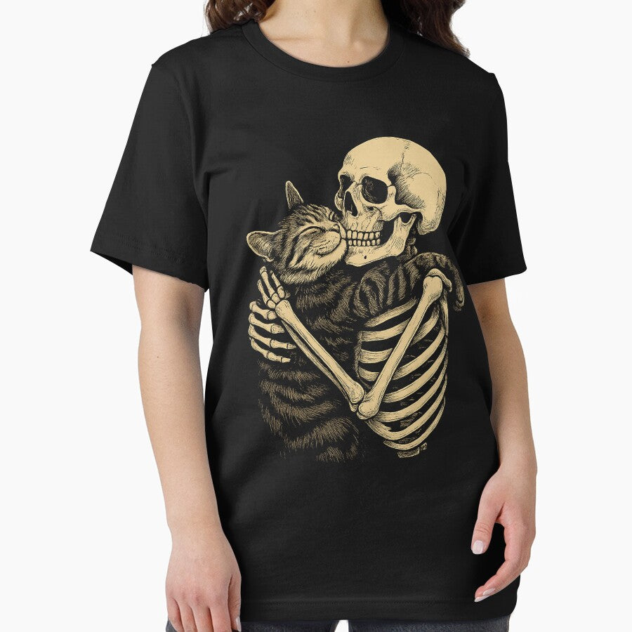 Skeleton Hugging Cat Halloween Cat Lover Cat by will freed18