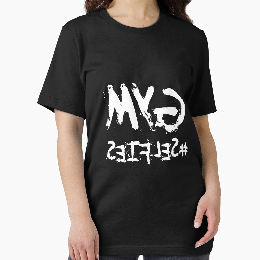 Gym selfie mirror funny shirt exercise funny gym motivational T-shirt for men women unisex by Burhan J Tees LTD