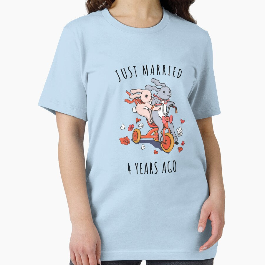 Just Married 4 Years Ago - 4th Anniversary Couple Bunnies Tee, Phone Cases And Other Gifts by MemWear