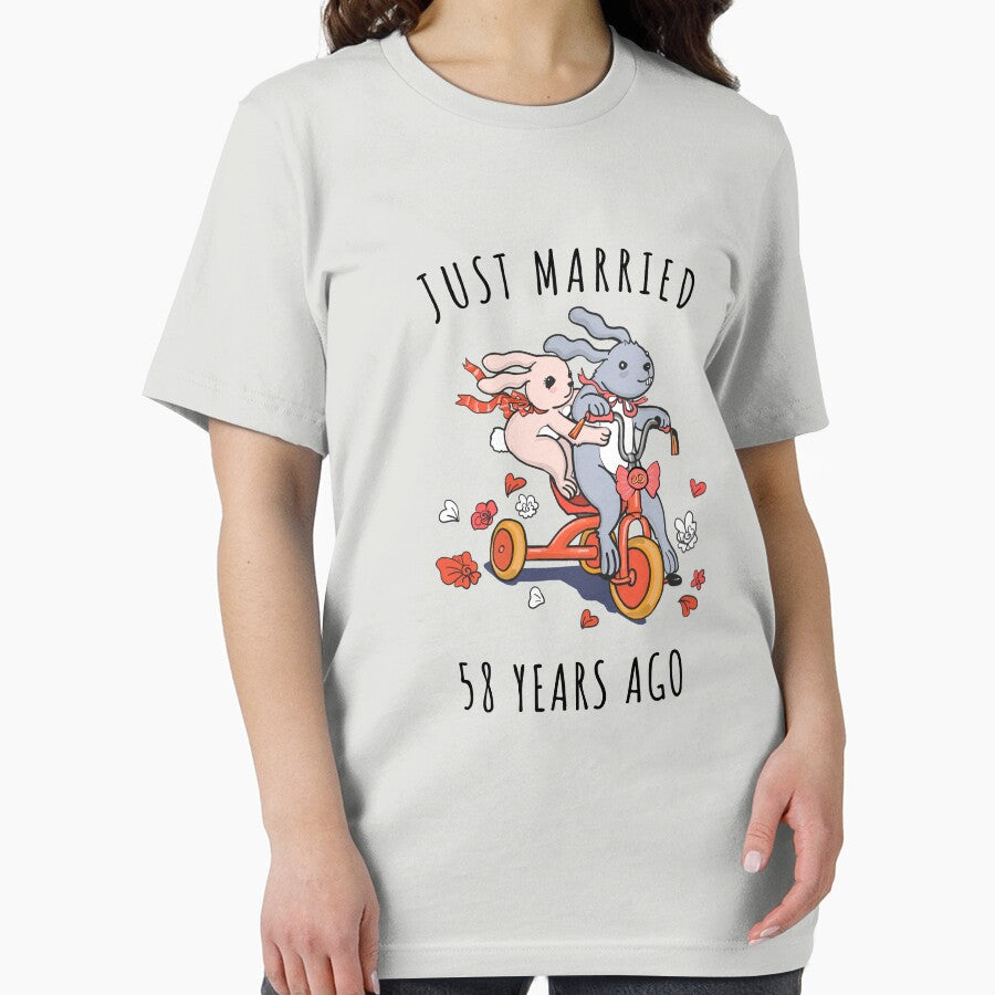 Just Married 58 Years Ago - 58th Anniversary Couple Bunnies Tee, Phone Cases And Other Gifts by MemWear