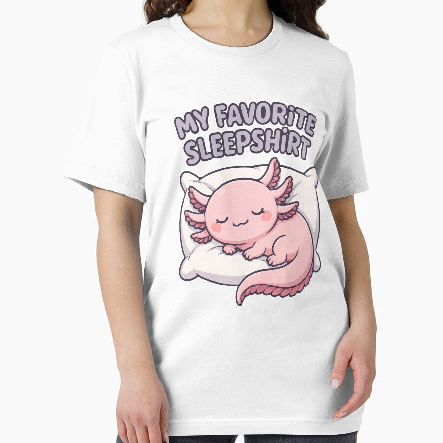 My Favorite Sleepshirt - Kawaii Sleeping Axolotl on Pillow - Cute Pastel Axolotl Art for Sleep Shirts, Pajamas & Cozy Gifts by BrainBubbleArt