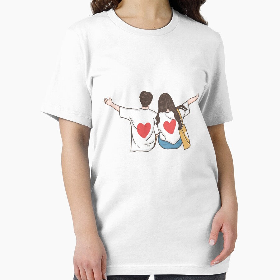 Cute Couple Wearing Heart Shirts | Love Relationship Illustration by ZYNORAworld