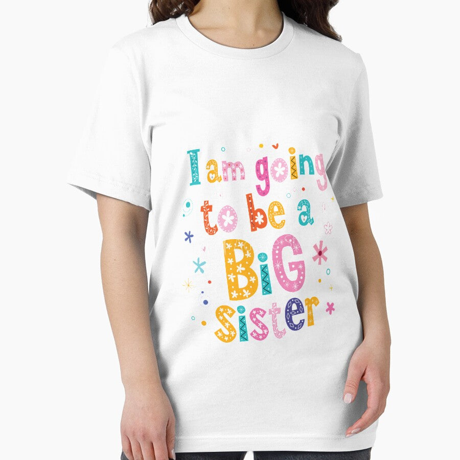 Bold Big Sister Colorful Sibling Reveal Announcement T-Shirt for Baby and Toddler Girls Sibling Outfits by racailleur