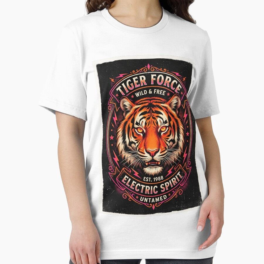Retro 80s Tiger Vintage Airbrush Wild Animal Bold Graphic Tshirt by EliasMan