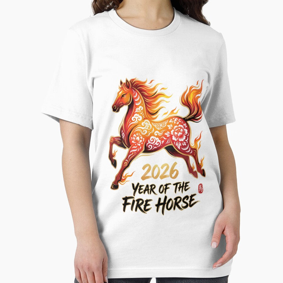 Chinese Zodiac and the Kanji for horse- year of the fire horse 2026 by shirtwavestore