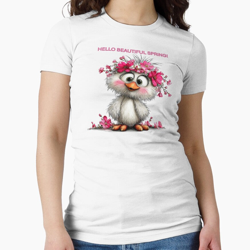 Cute Spring Chick with Pink Flowers by Astralia