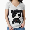 Sad Panda Girl in Broken Heart Hoodie | Cute Emo Kawaii Design by Mewra