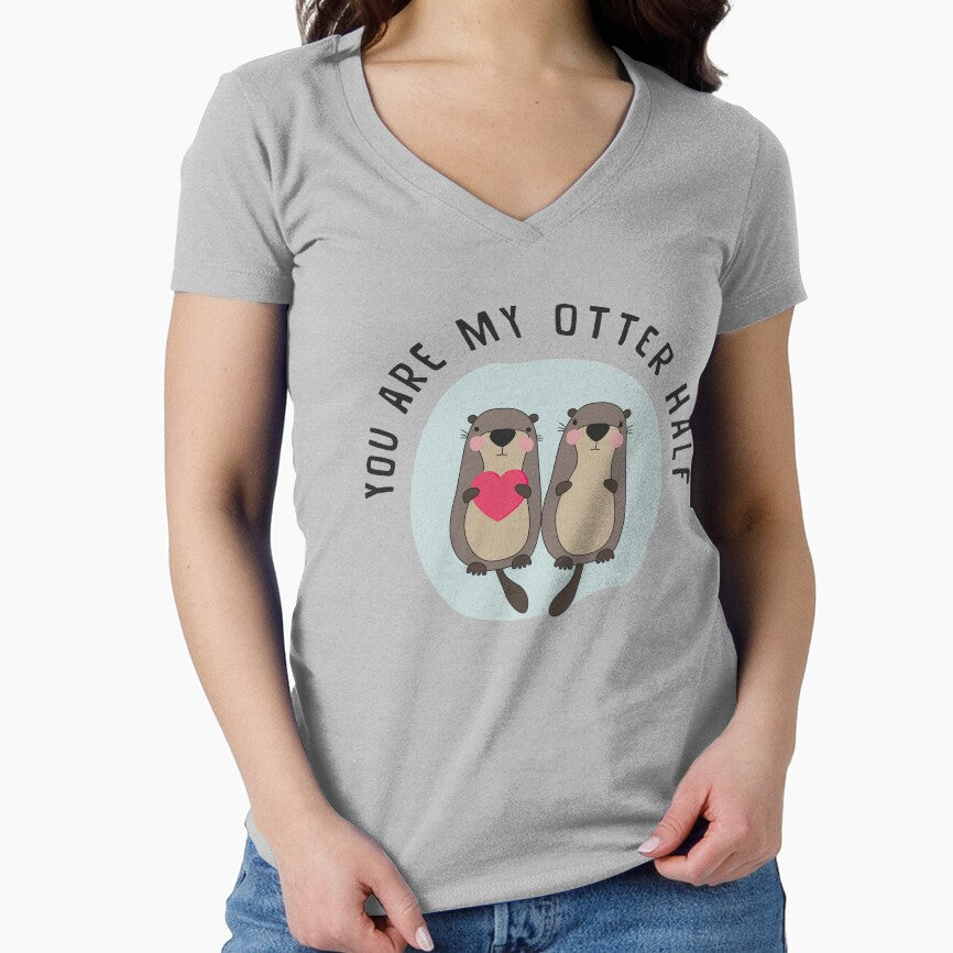 You are My Otter Half - Lovers Gift Pair of Otters - Gift For Her - Unisex Tee by MemWear