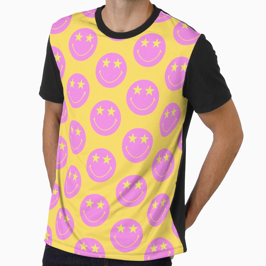 Starry Eye Smiley Happy Face - Pink Lemonade by ami.creations