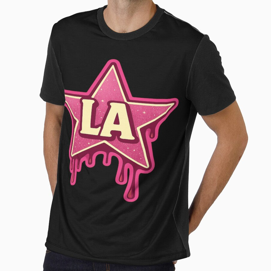 LA Melting Hollywood Star – Pink Glitter Drip City Graphic by POD DYNASTY | Original Print On Demand T-Shirt Graphics