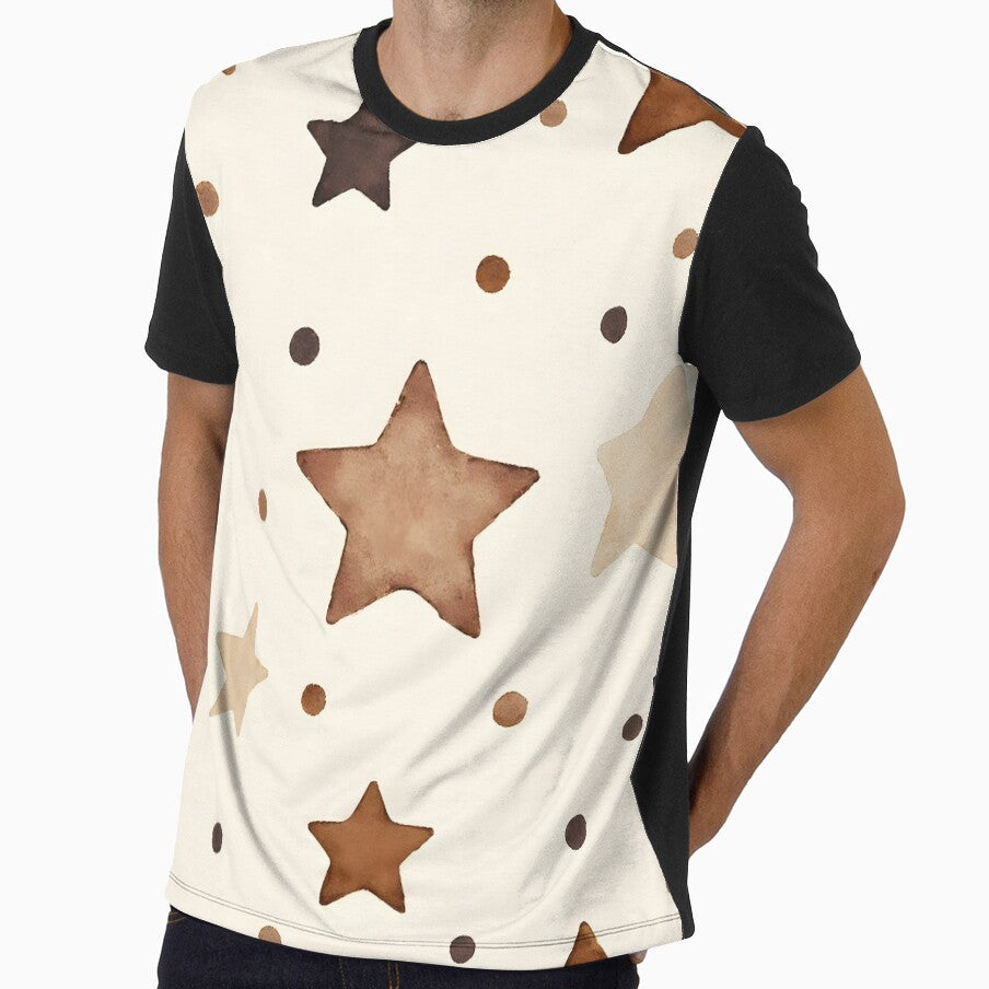 Brown Aesthetic Star Pattern | Retro Neutral Stars Design | Minimalist Boho Trend by PeacefulD-signs