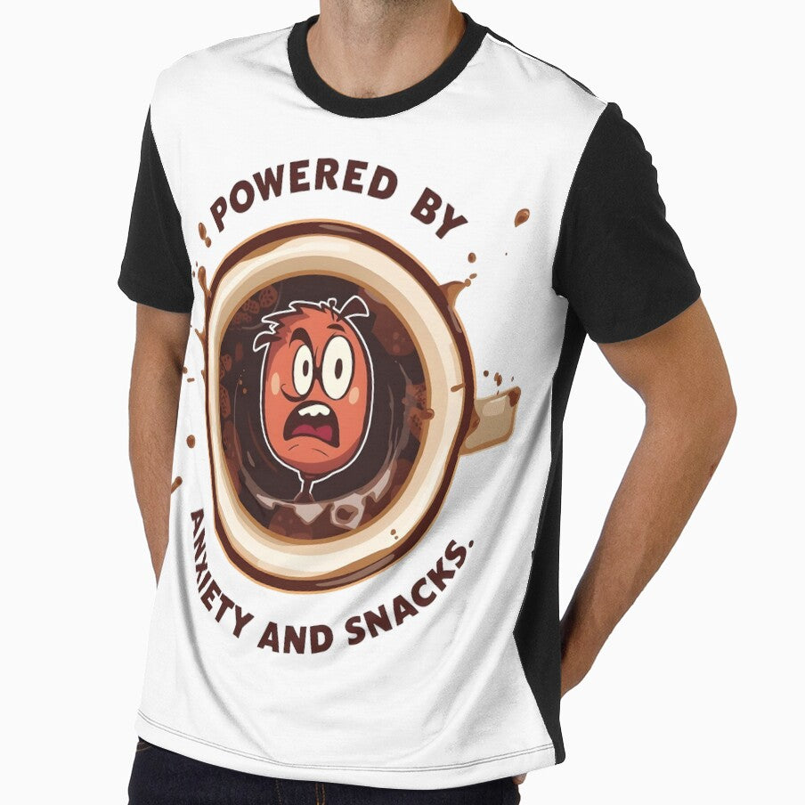 Powered By Anxiety And Snacks – Funny Coffee Bean Cartoon by DayMarkThreads