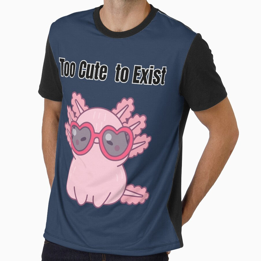 Too Cute to Exist – Pink Axolotl on Navy Background by Mintiko2