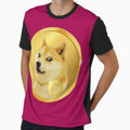 Golden Doge Coin Emblem - Vibrant Magenta Crypto Shiba Inu Art by Art-PraveenRai