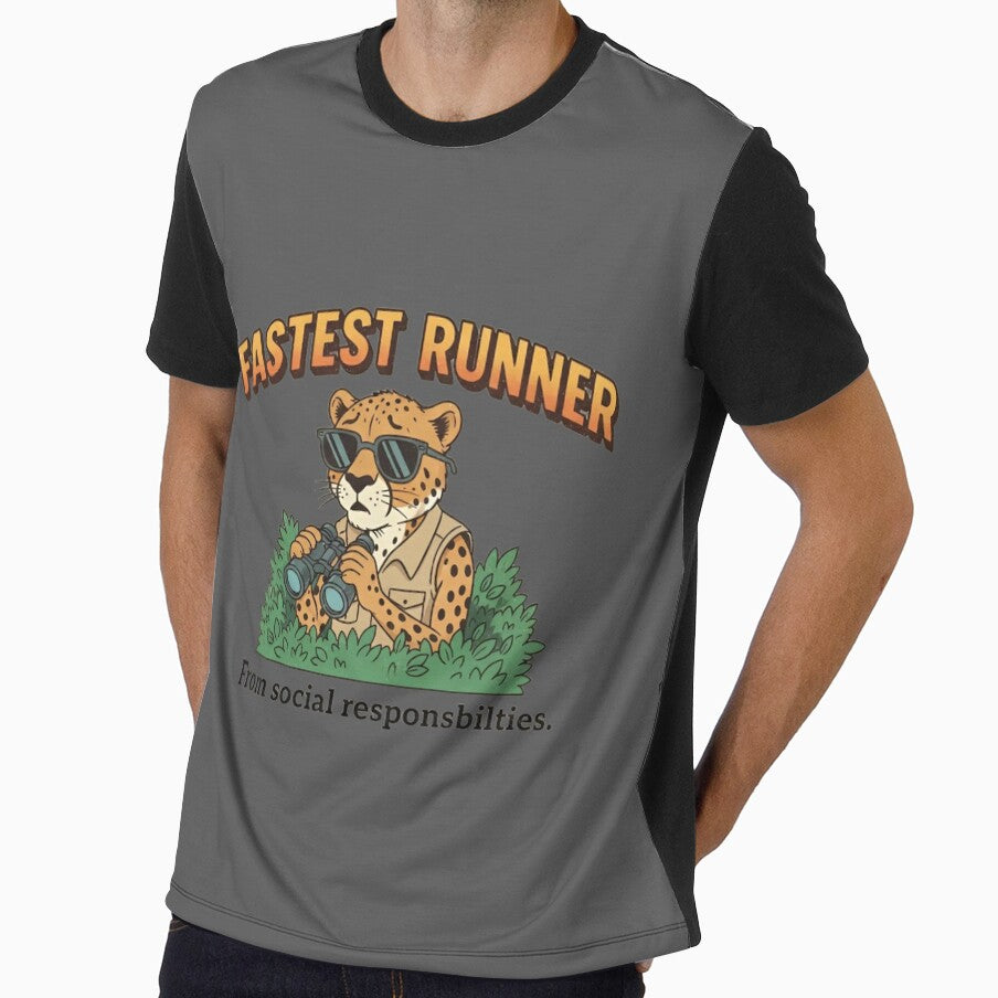 Fastest Runner From Social Responsibilities – Funny Cheetah 90s Vintage Graphic by FakeJoo