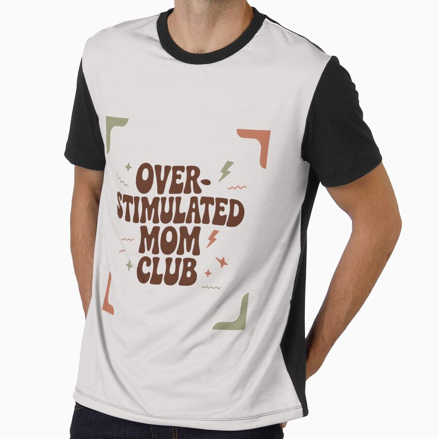 Overstimulated Mom Club Funny Quote Sticker | Tired Mom Life Humor | Relatable Motherhood Design by VectorJoy