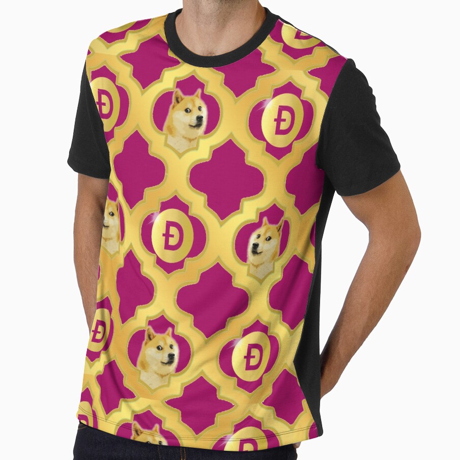 Doge Coin Royal Pattern - Golden Shiba Inu & Magenta Crypto Art by Art-PraveenRai