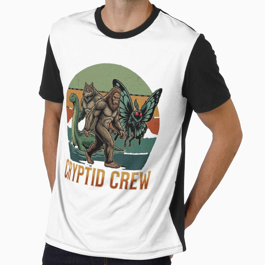 Cryptid Crew Retro Vintage Bigfoot Nessie Mothman Dogman Tee by Swanny's Custom T-shirt and Gift Designs