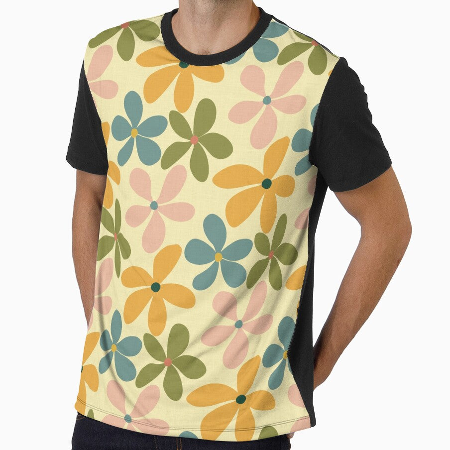 Pastel Groovy Retro 70s Daisy Pattern by Seamlessly Buffalo