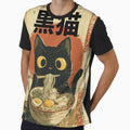 Kawaii Black Cat Ramen Noodle Lover Japanese Vintage Art by Bongocomic