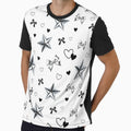 Cyber Y2K Metallic Star Ribbon Monochrome Repeating Pattern by LoviqueLab