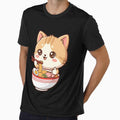 Anime Cat Eating Ramen Vintage Japanese Pop Art Noodles by heymbe