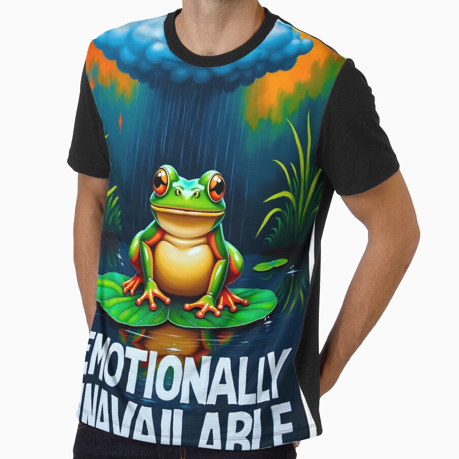 Emotionally Unavailable Frog Under Rain Mental Health by PEC-Studio