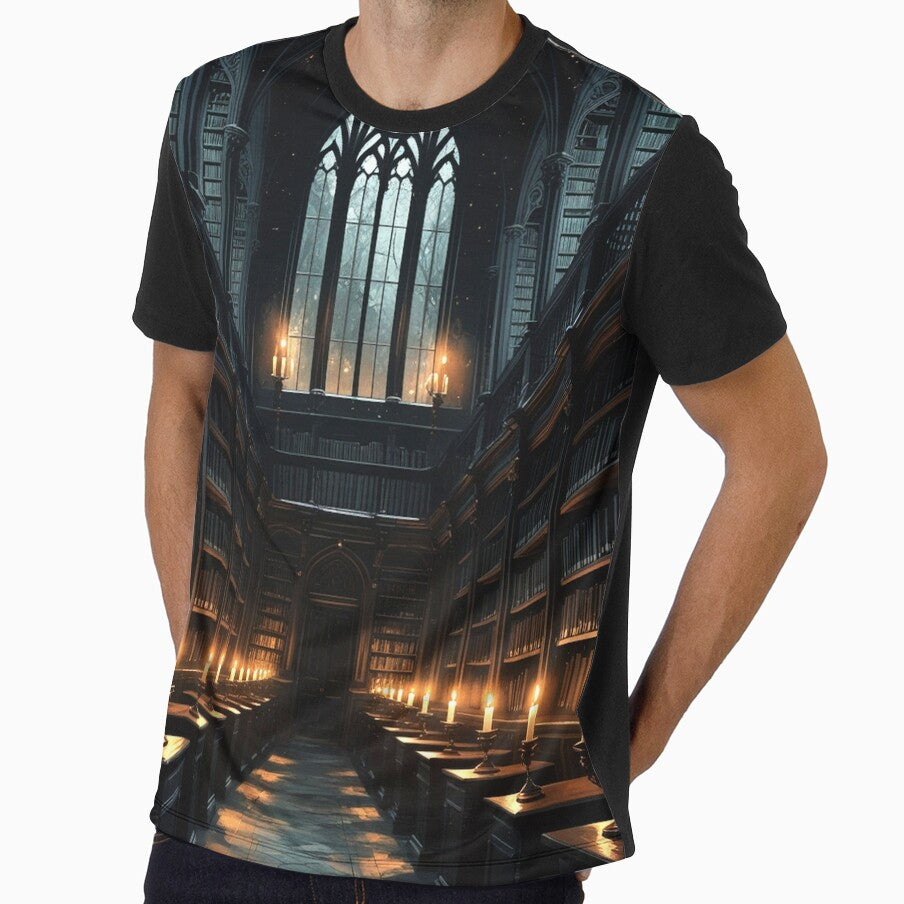 Ancient Gothic Library at Midnight – Dark Academia Art Print by semenol