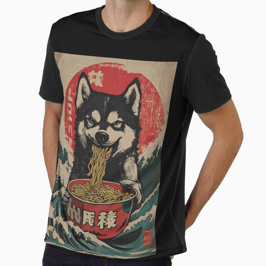 Ukiyo-e Style Husky Dog Ramen Wave Art by k3rstman1