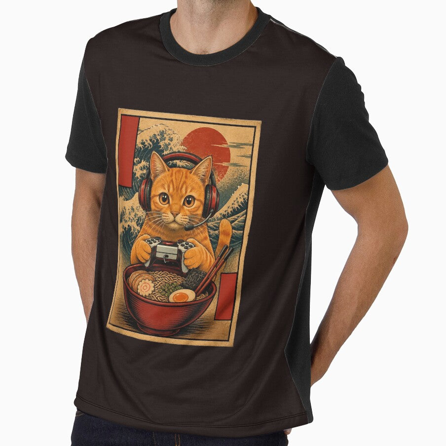 Gaming Cat Ramen Japanese Wave Retro Gamer Noodle Bowl Vintage Design by mari-kayden
