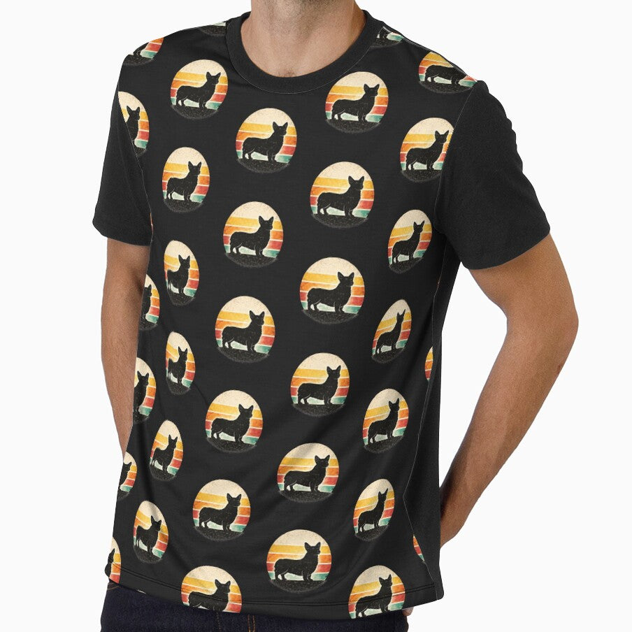 Corgi Sunset Silhouette Retro Dog Lover Cute Corgi Gift by ZEBBEDE - Minimal Streetwear