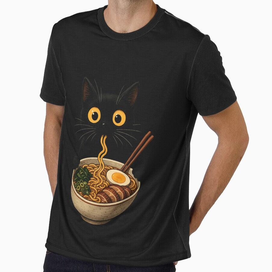Japanese Cat Funny Cat Eating Ramen Vintage Japanese Noodles by cawtoon