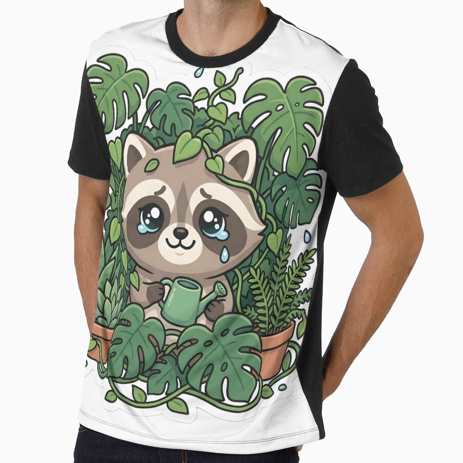 Cute Chibi Raccoon Plant Parent Aesthetic Indoor Jungle Vines by StickyGuys