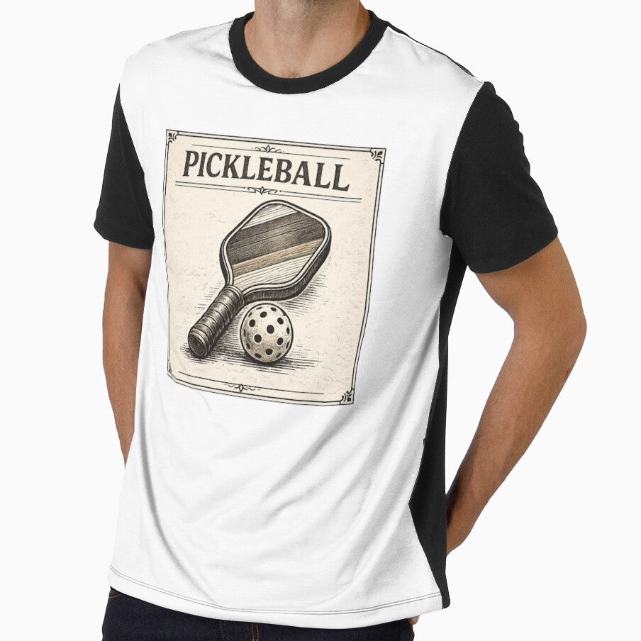 Vintage Pickleball Shirt for Men – Classic Engraved Paddle & Ball Player Gift by Pickleball-Gift
