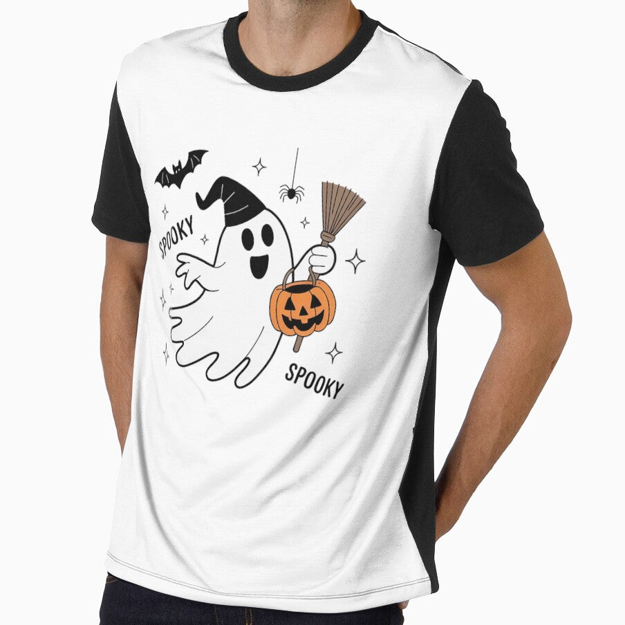 Cute Colorful Ghost – Fun Pastel Pink Spooky Season Tee, Kawaii Halloween by VasilisLamArt