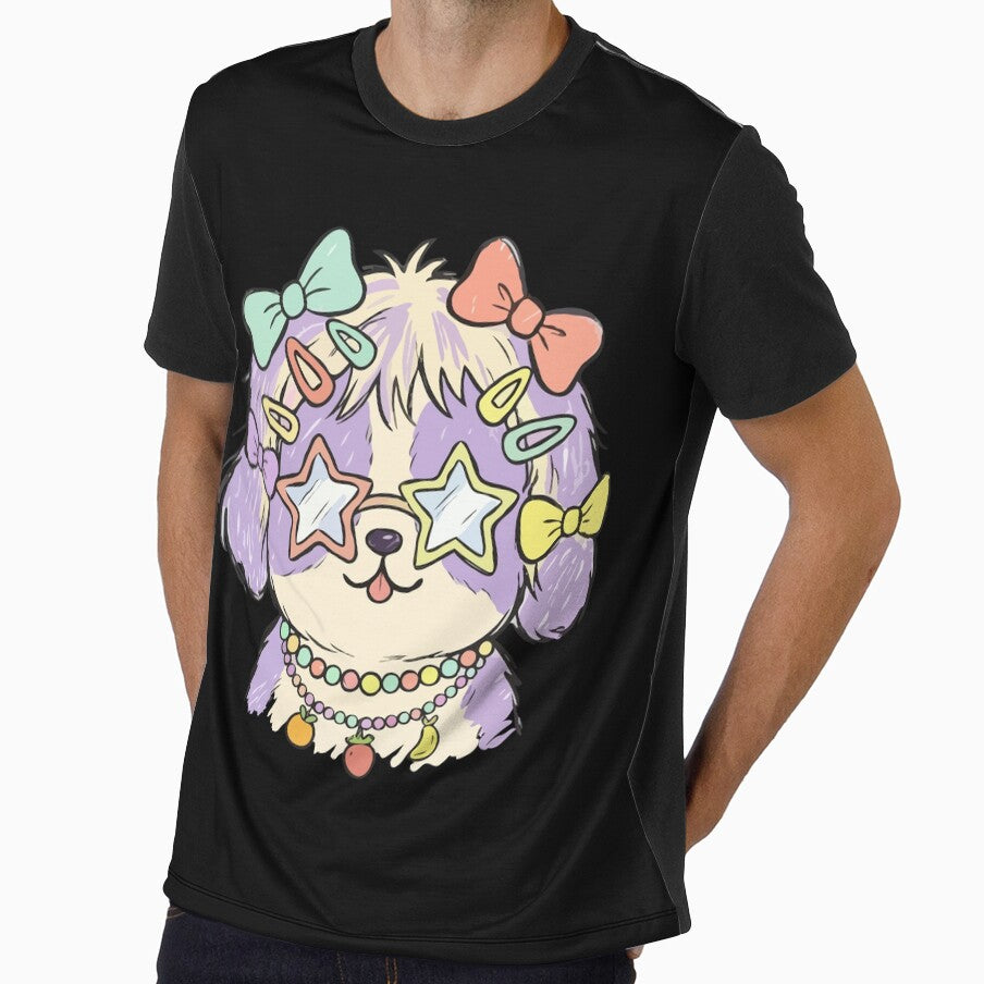 Lavender Pastel Puppy Star Glasses by Emegan Print Art