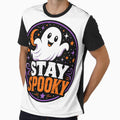 Stay Spooky Cute Ghost Halloween Badge Vector by wizooo411