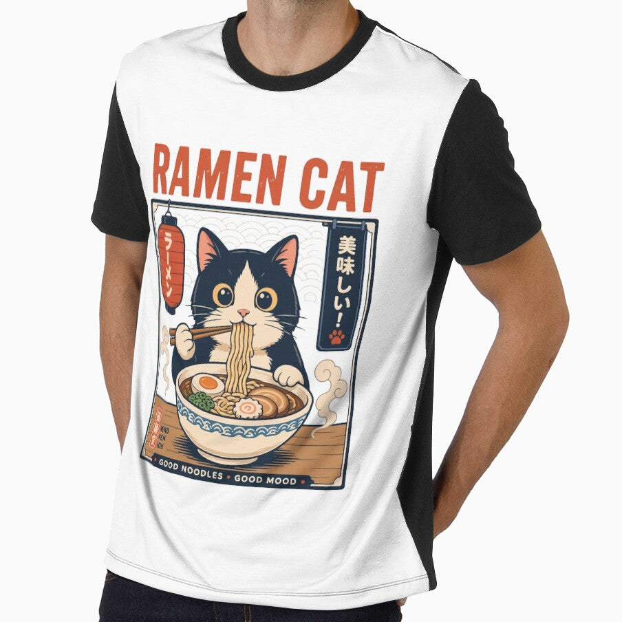 Funny Ramen Cat Japanese Kawaii Retro Anime Style Design by kiralynstration