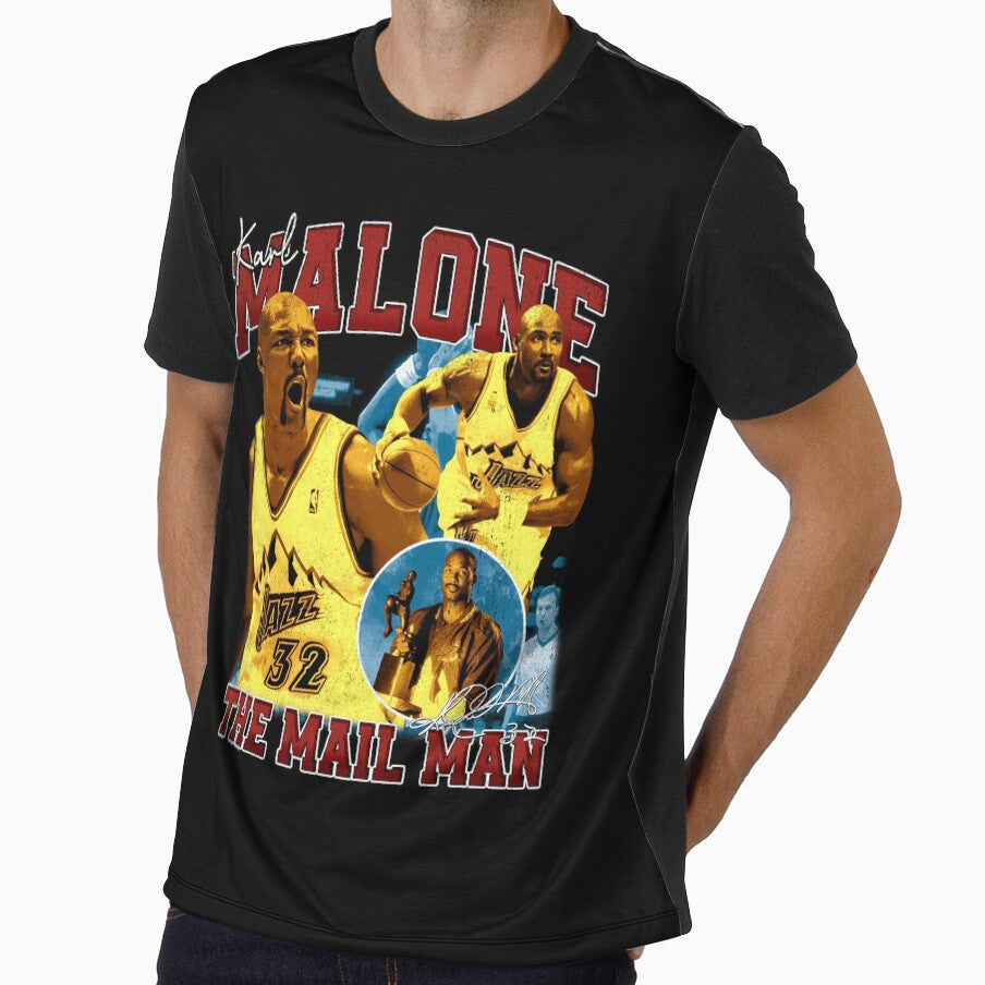 Vintage KARL MALONE The Mail Man Basketball Legend Signature Retro 80s 90s Bootleg Rap Style by Fra-art