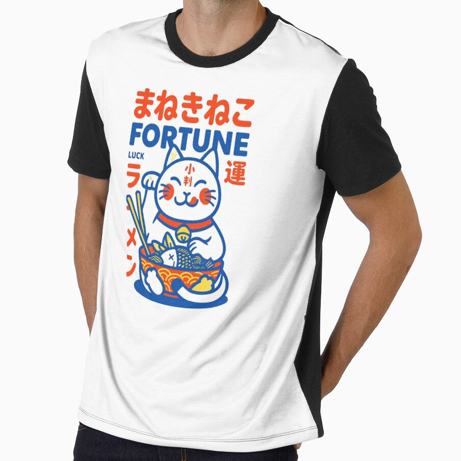 Kawaii Lucky Cat: Retro Japanese Ramen Illustration | Fortune Maneki Neko Graphic by Colorful-Garden